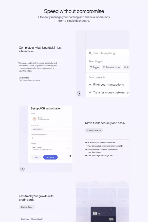 Online Business Banking For Startups & Personal Banking | Mercury - Landing design inspiration