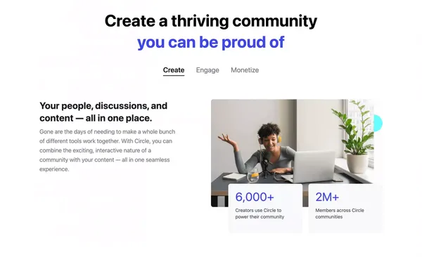 Circle: The all-in-one community platform for creators and brands - Landing design inspiration