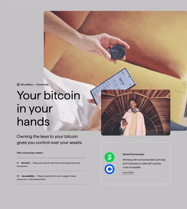 Bitkey: Self-custody bitcoin wallet - Landing design inspiration