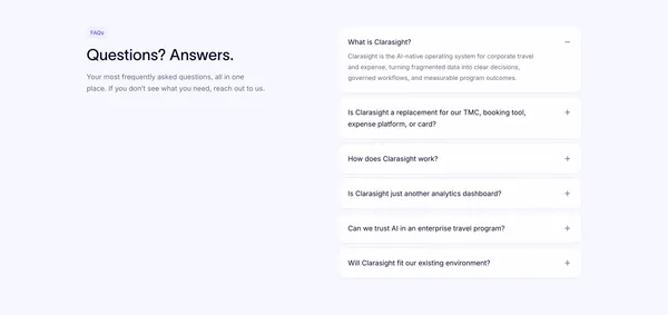 Clarasight – The AI Platform for Enterprise Travel & Expense - Landing design inspiration