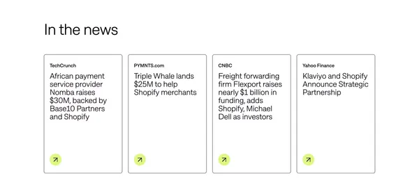 Shopify Ventures - Landing design inspiration