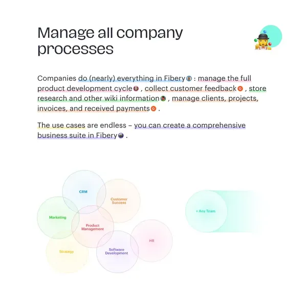 One workspace for a whole product company — Fibery - Landing design inspiration