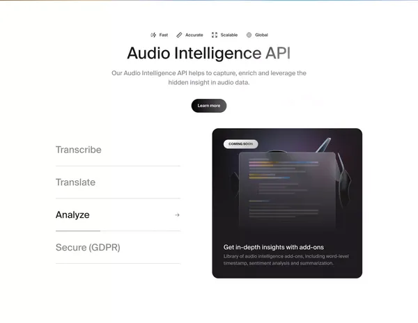 Gladia - From audio to knowledge - Landing design inspiration