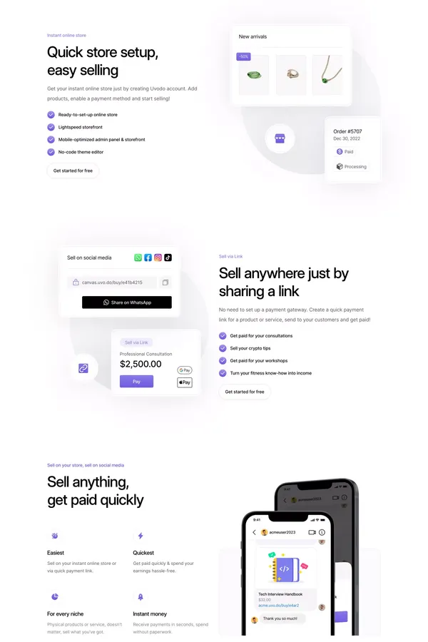 Sell & Get paid faster | Uvodo eCommerce & payments - Landing design inspiration