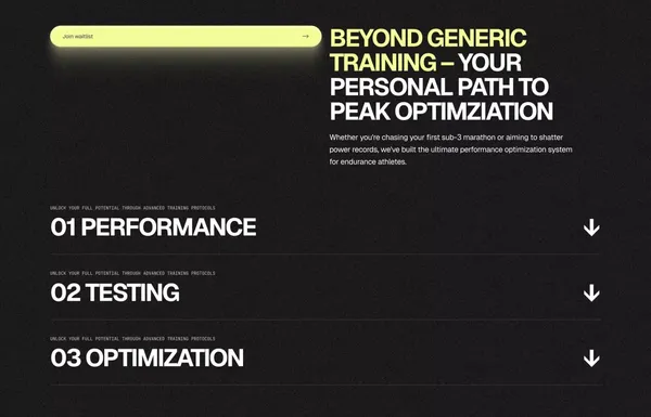 Redefining Human Performance - Landing design inspiration