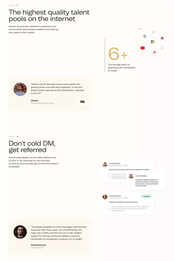 Pallet — Hire from the most talent-dense networks on the internet. - Landing design inspiration