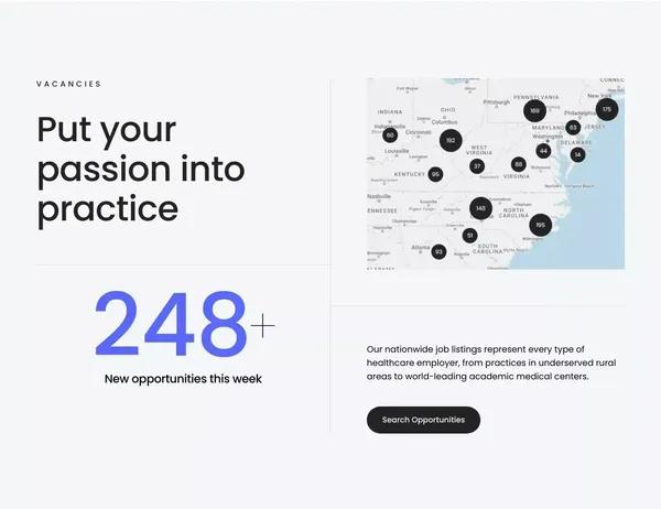 Career tools for Physicians | CareerMD - Landing design inspiration
