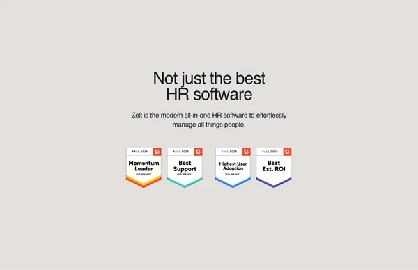 Zelt: All-in-one HR software for the employee lifecycle - Landing design inspiration