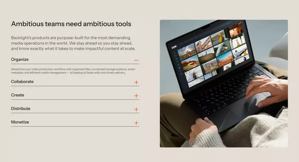 AI-powered software for managing and monetizing media - Landing design inspiration