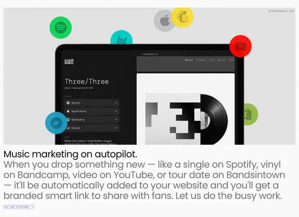Musician Website Builder - Band Smart Link in Bio - Supertape - Landing design inspiration