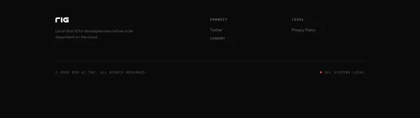 Rig - Local-First AI Coding Assistant - Landing design inspiration