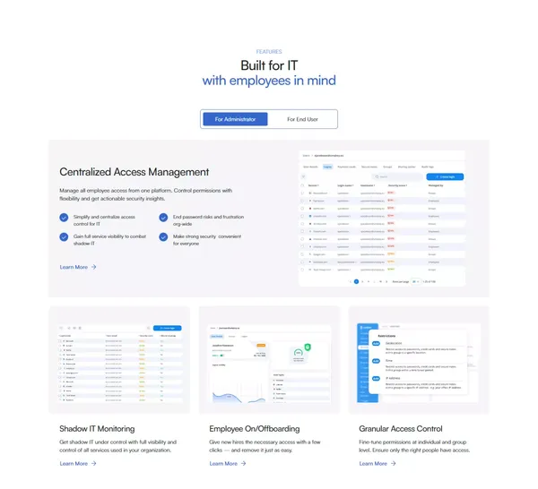 Uniqkey: Simplify Access and Secure your Business - Landing design inspiration