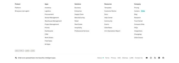 AI App Builder: Turn Spreadsheets into Business Apps | Glide - Landing design inspiration