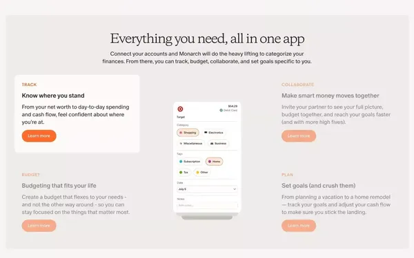 Track, budget, plan, and do more with your money | Monarch Money - Landing design inspiration