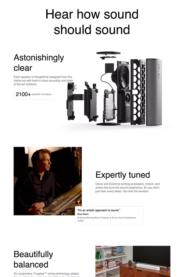 Sonos | Wireless Speakers and Home Sound Systems - Landing design inspiration