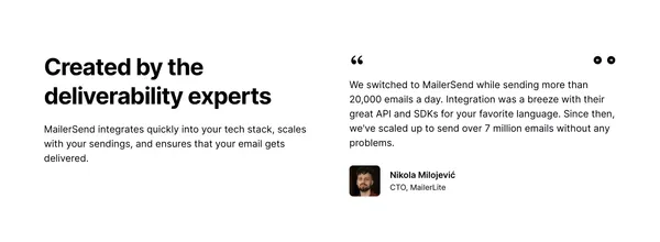 Transactional email service that delivers    -        MailerSend - Landing design inspiration