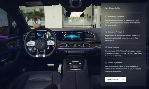 TopTier Miami Rentals | Luxury Car Rentals & Yacht Charters - Landing design inspiration