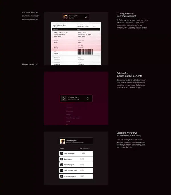 Pallet | AI Logistics Workforce - Landing design inspiration