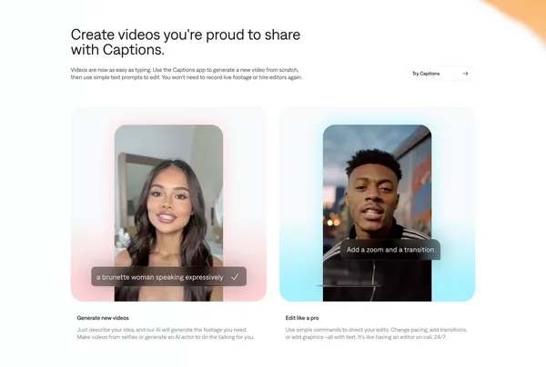 Mirage AI Video | Make Your Best Ideas Possible - Landing design inspiration