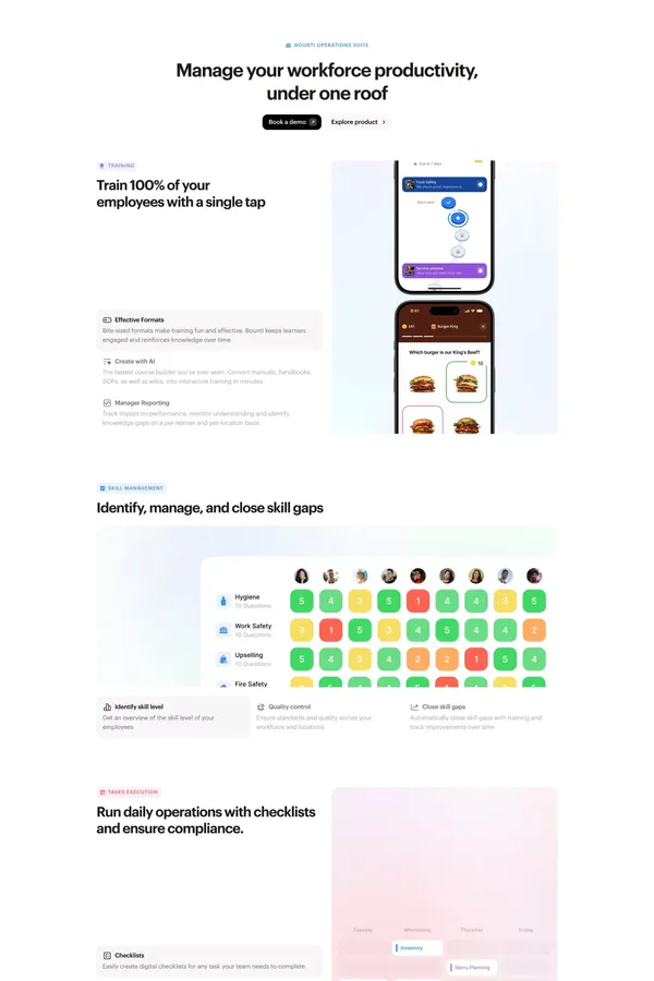 Bounti: Employee Training and Operations Platform - Landing design inspiration