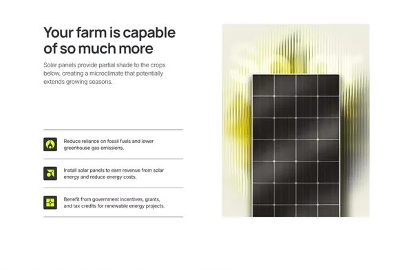 Covering farms with solar panels - Landing design inspiration