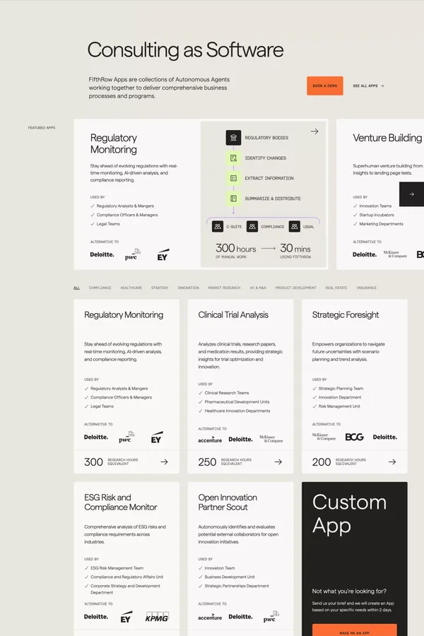 FifthRow – Consulting as Software - Landing design inspiration