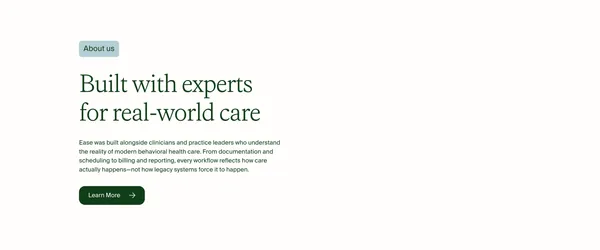 Ease Health | AI-Native CRM, EHR & RCM for Behavioral Health - Landing design inspiration
