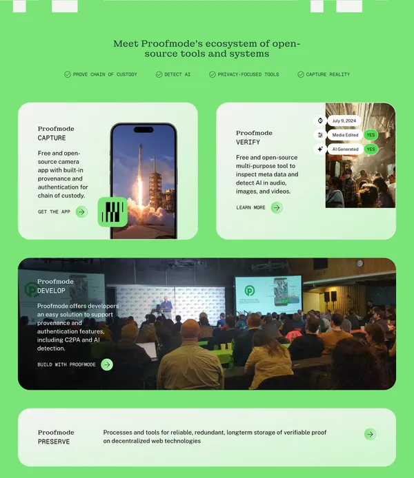 Proofmode - Landing design inspiration