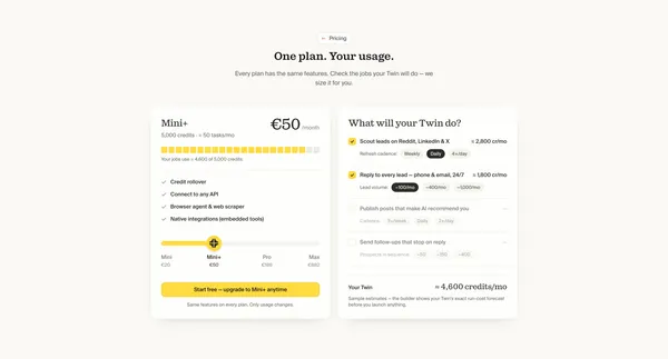 Twin - Automate your business - Landing design inspiration