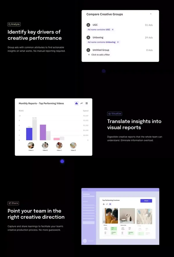 Motion: Performance Creative Hub for Marketing teams - Landing design inspiration