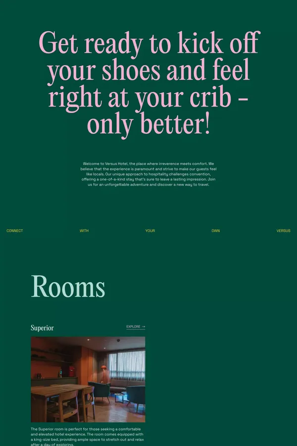 Versus Hotels - Landing design inspiration