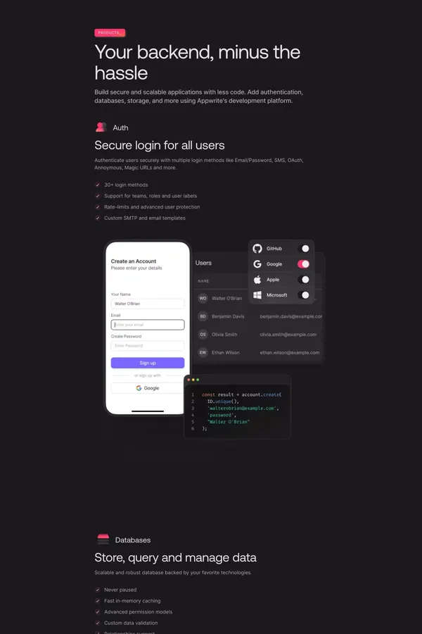 Appwrite - Build like a team of hundreds - Landing design inspiration