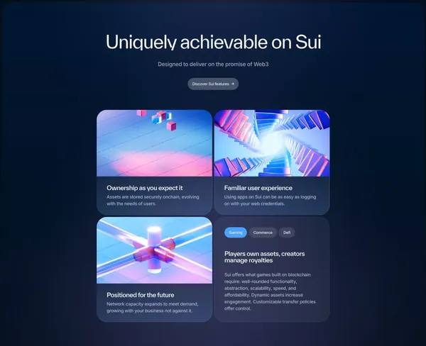 Sui | Deliver the Benefits of Web3 with the Ease of Web2 - Landing design inspiration