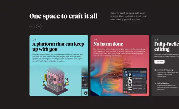 Affinity | Professional Creative Software, Free for Everyone - Landing design inspiration