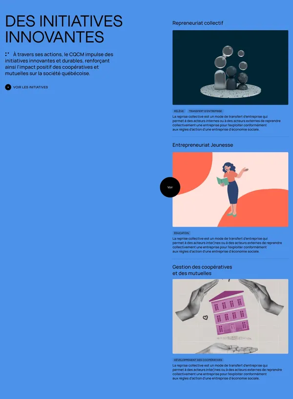 Appuyer le développement social et économique du Québec - CQCM - Landing design inspiration