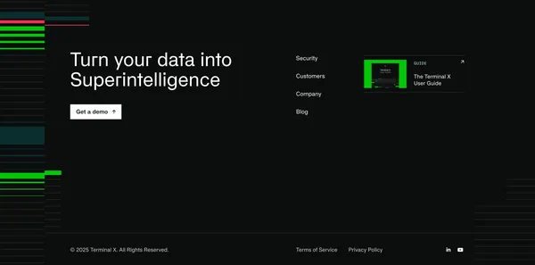 Terminal X - AI Agent Platform for Investment Managers - Landing design inspiration