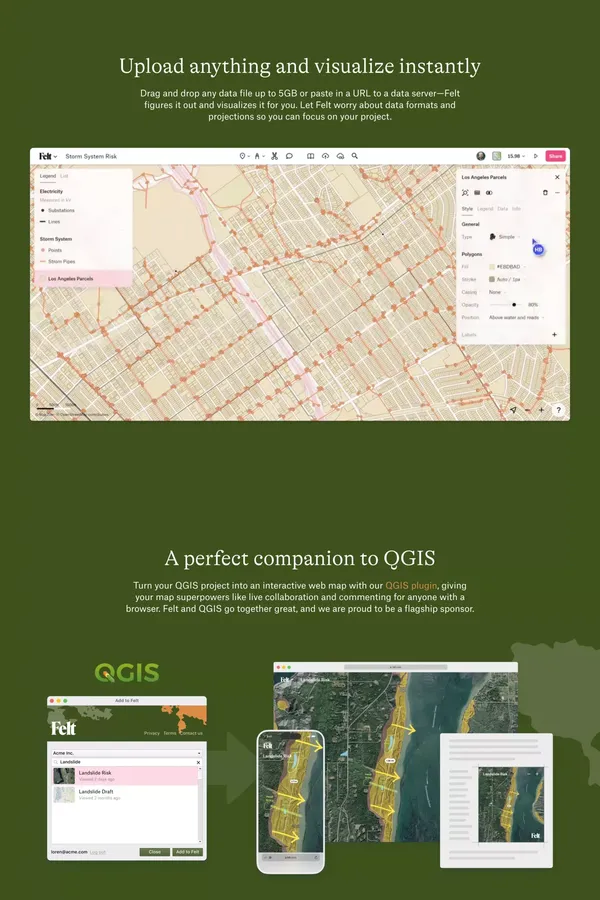Felt - The best way to work with maps on the internet - Landing design inspiration