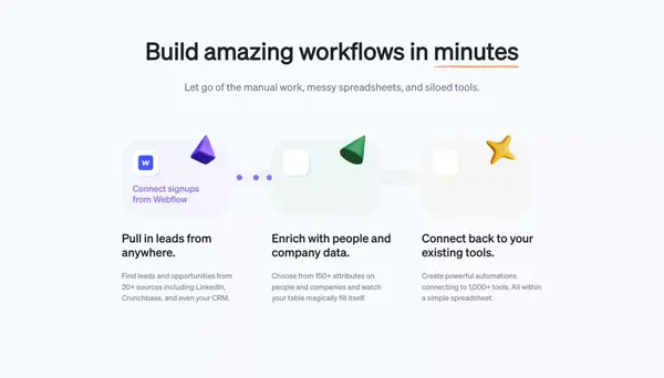 Clay - Create live lists of people, without a line of code. - Landing design inspiration