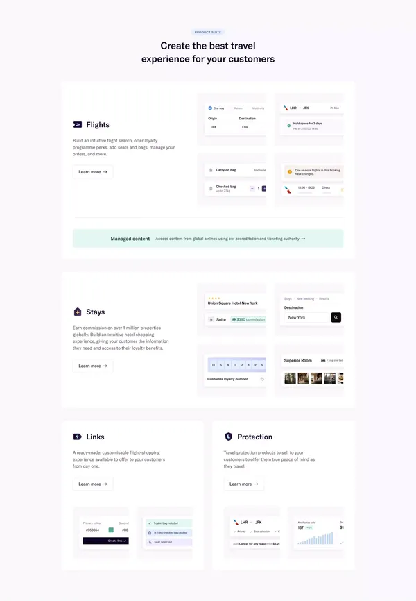 Duffel - The best API to sell travel. - Landing design inspiration
