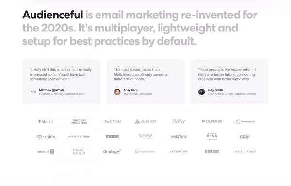 Audienceful: Email Marketing Reinvented - Landing design inspiration