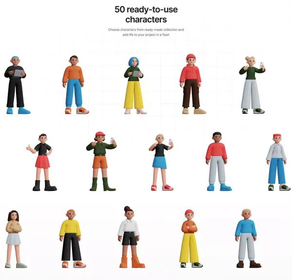 Superhuman 3D Character Builder - Landing design inspiration