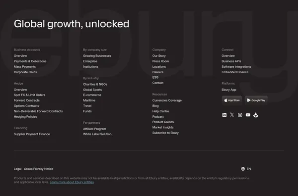 Ebury | Global Growth, Unlocked - Landing design inspiration