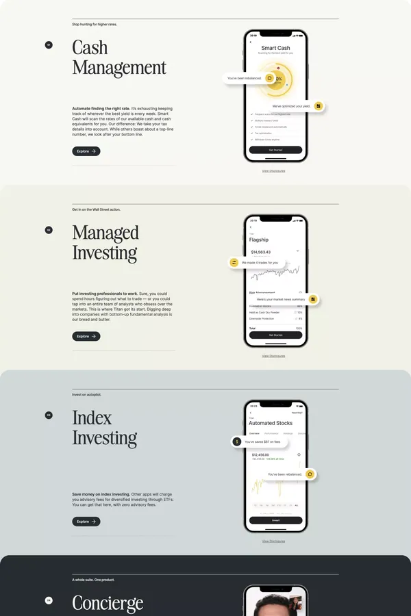 Titan — Low Effort. High Yield. - Landing design inspiration
