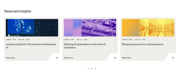 North: The AI Platform Where Work Flows | Cohere - Landing design inspiration