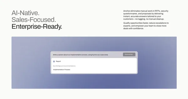 AI-Native RFP Automation Platform | Anchor - Landing design inspiration