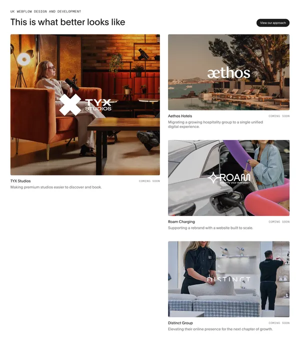 Webflow Agency UK | High-Performance Webflow Development | Spurwing - Portfolio design inspiration