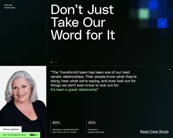 Transform9 — Maximize Every Call with a Custom AI Agent - Landing design inspiration