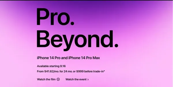 iPhone 14 Pro and iPhone 14 Pro Max - Apple - Landing design inspiration