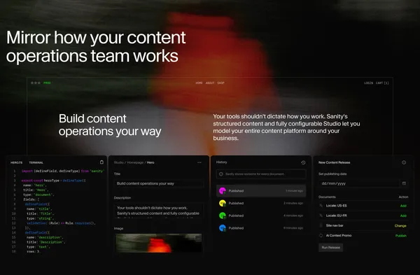 The Content Operating System for the AI era | Sanity - Landing design inspiration