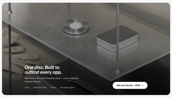 Norma — Block distracting apps by scanning a steel disc - Landing design inspiration